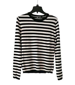 Sinsay Womens LG Black White Striped Sweater Long Sleeve Pullover
